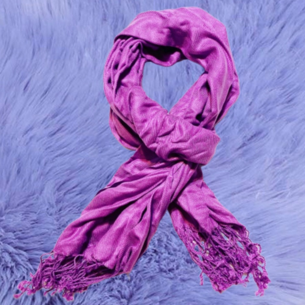 Rich Lilac Tassel Ended Fashion Scarf